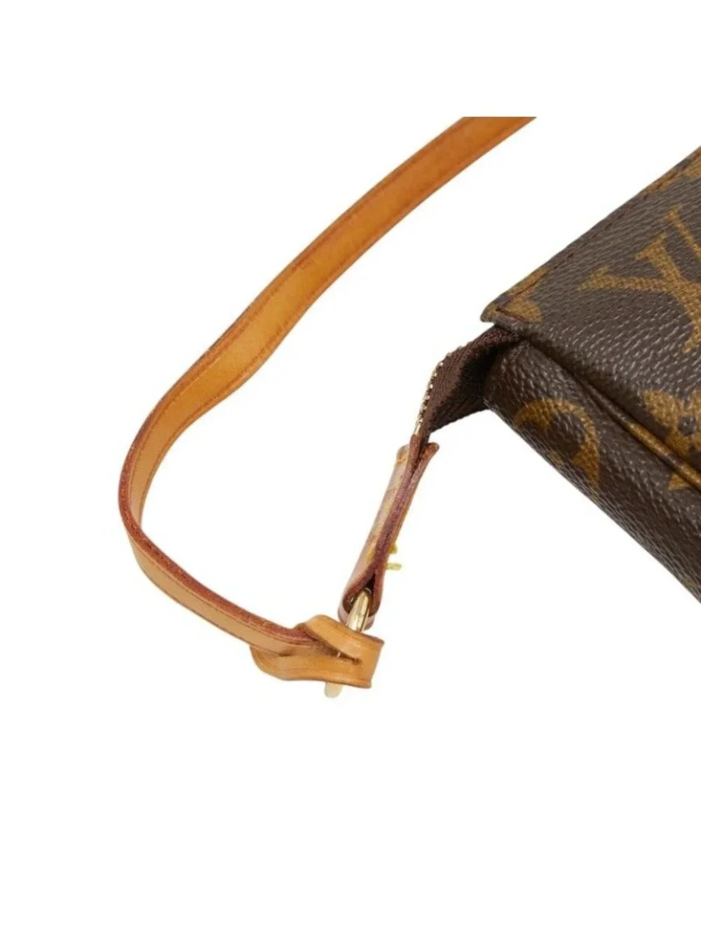 Louis Vuitton Monogram Pochette Soirle Handbag Pouch Brown Leather
